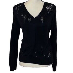 Bar III V-Neck Destressed Sweater